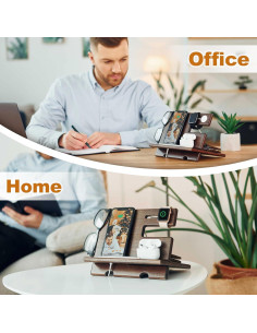 Estación de Carga Multifuncional TESLYAR de Madera 22x19 cm 2