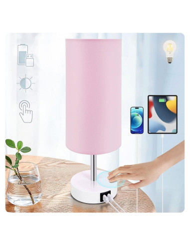 Lámpara de Escritorio Yarra-Decor Rosa con USB y Control Táctil