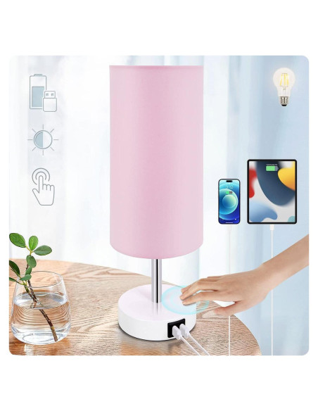 Lámpara de Escritorio Yarra-Decor Rosa con USB y Control Táctil