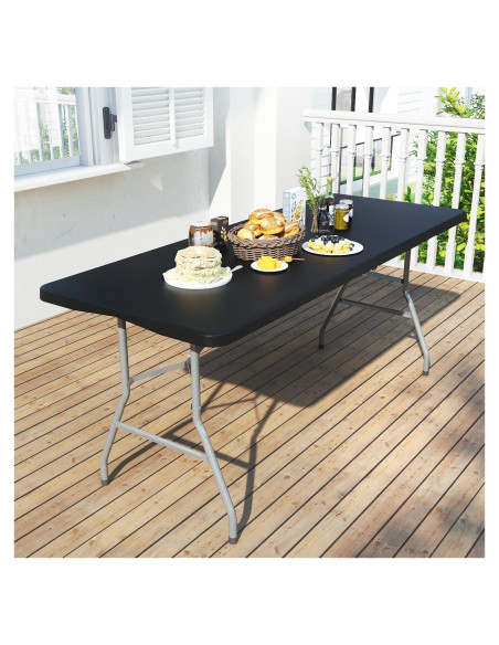 Mesa Plegable 1.83m IWDOO Negra para Camping y Fiestas