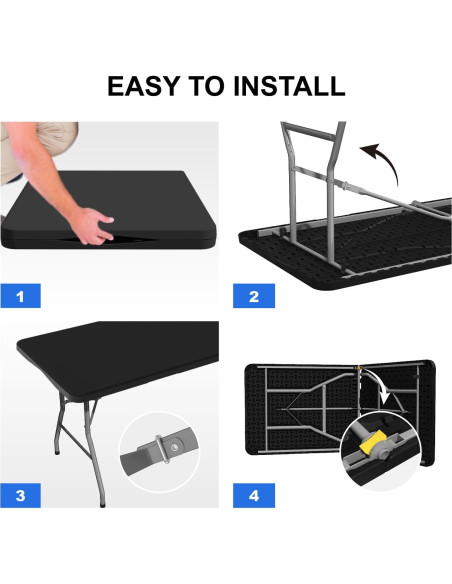 Mesa Plegable 1.83m IWDOO Negra para Camping y Fiestas