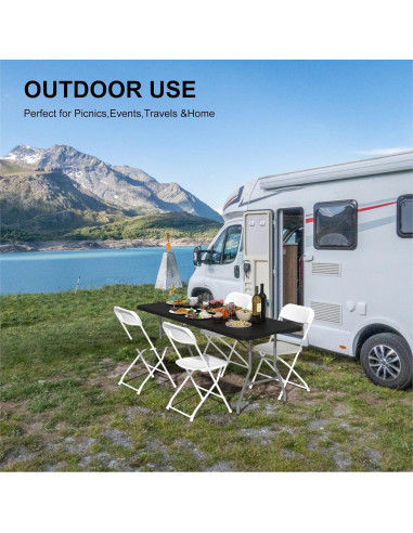 Mesa Plegable 1.83m IWDOO Negra para Camping y Fiestas