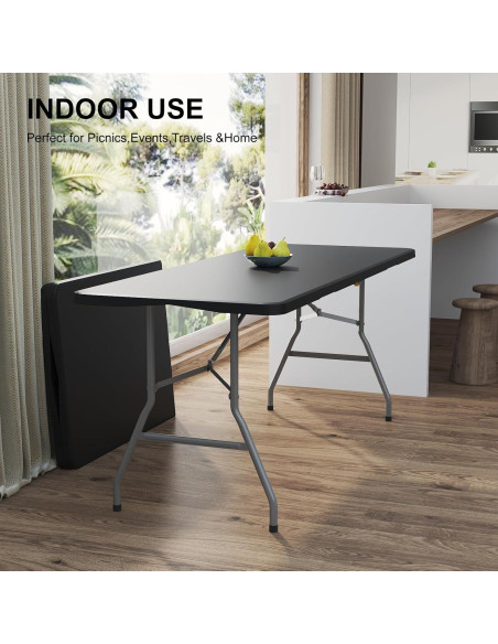 Mesa Plegable 1.83m IWDOO Negra para Camping y Fiestas