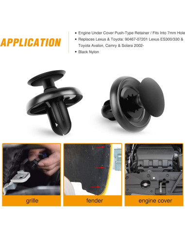 Clips Retenedores de Motor GOOACC 40PCS Nylon Toyota Lexus
