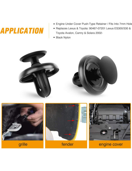 Clips Retenedores de Motor GOOACC 40PCS Nylon Toyota Lexus