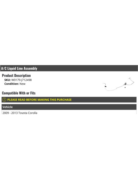 Ensamblaje Línea Líquida A/C Toyota Corolla 2009-2013