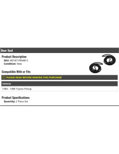 Juego de Sello de Puerta 2 Piezas Marketplace Auto Parts 2