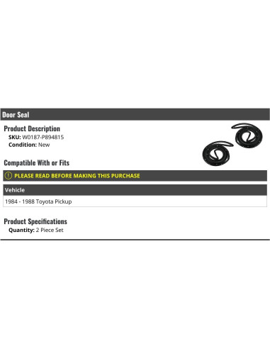 Juego de Sello de Puerta 2 Piezas Marketplace Auto Parts