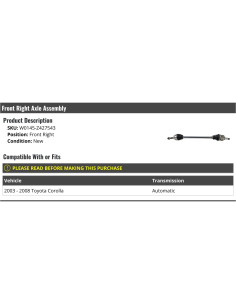 Eje CV Lateral Derecho Toyota Corolla 2003-2008 2