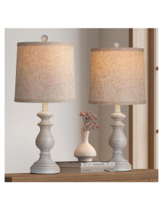 Juego de 2 Lámparas de Mesa PARTPHONER Vintage 55.88 cm Gris