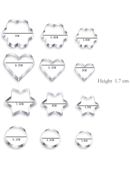 Cortadores de Galletas YIKANGHENG Acero Inoxidable 12 Pcs