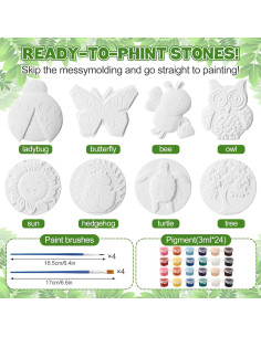 Kit de Pintura de Piedras de Yeso HyDren - 8 Piezas Animales 2