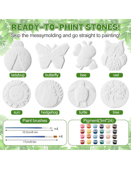 Kit de Pintura de Piedras de Yeso HyDren - 8 Piezas Animales