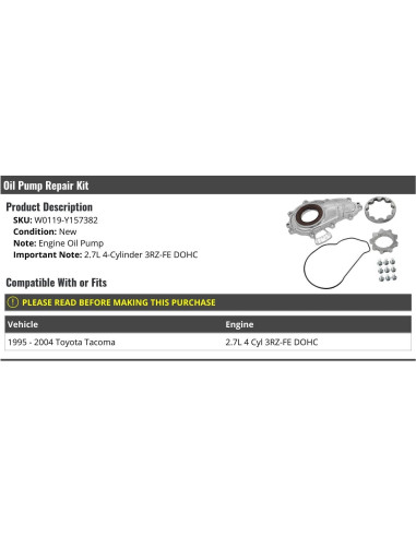 Kit Reparación Bomba Aceite Motor Toyota Tacoma 1995-2004