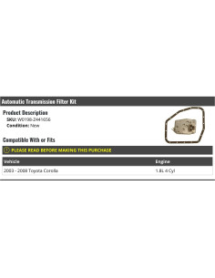 Kit de Filtro de Transmisión Automática Toyota Corolla 2003-2008 2