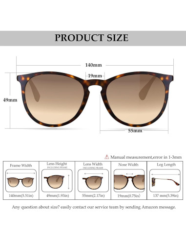 Gafas de sol polarizadas UV400 redondas vintage para hombres y mujeres