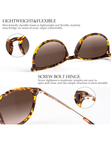 Gafas de sol polarizadas UV400 redondas vintage para hombres y mujeres