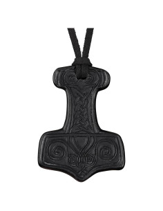 Collar Viking HiiFeuer Martillo de Thor Cuero Sintético Negro