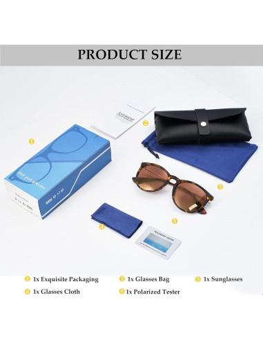 Gafas de sol polarizadas UV400 redondas vintage para hombres y mujeres