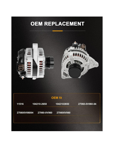 Alternador ROADFAR 100A 12V para Toyota Camry 2010-2011