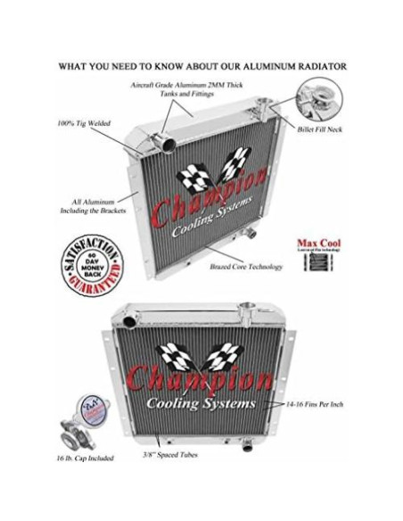 Radiador de Aluminio 3 Filas Champion CC180 para Toyota