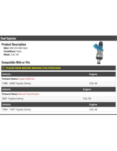 Inyector de combustible Marketplace Auto Parts Toyota Camry 3.0L V6 2