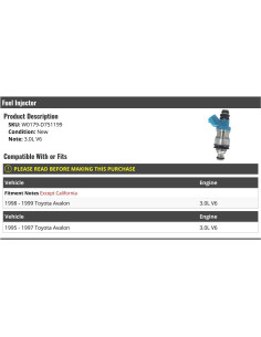 Inyector de combustible Marketplace Auto Parts Toyota Avalon 3.0L V6 2