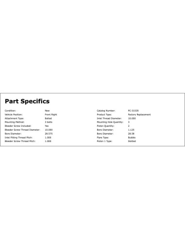 Cilindro de Rueda de Freno de Tambor PartCatalog Lado Derecho