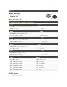 Kit de Embrague Marketplace Auto Parts para Toyota Pickup 72-88 2