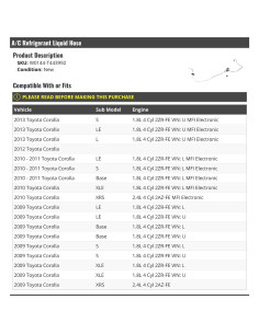Manguera refrigerante A/C Toyota Corolla 2009-2013 2