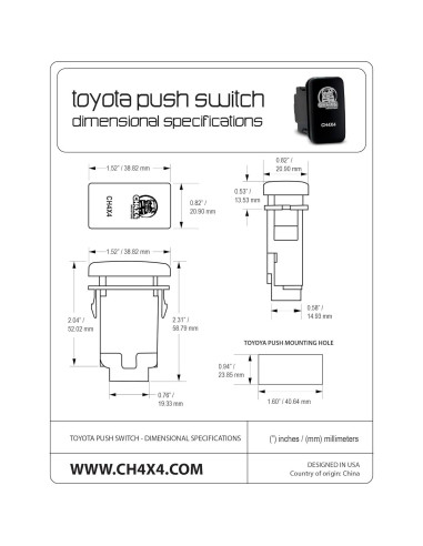 Interruptor de Empuje CH4X4 para Toyota 12V LED