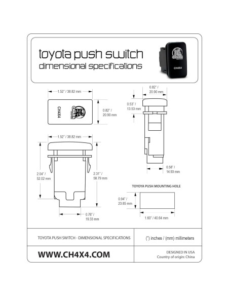 Interruptor de Empuje CH4X4 para Toyota 12V LED