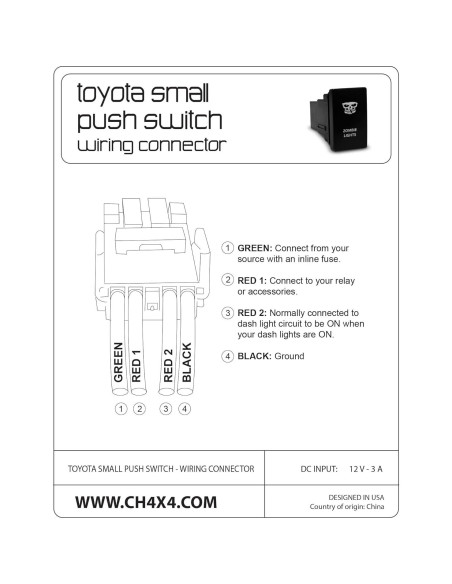 Interruptor Pequeño CH4X4 12V para Toyota Tacoma y Hilux