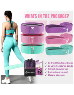 Set de 6 Bandas de Resistencia de Tela INTENT SPORTS Antideslizantes 2