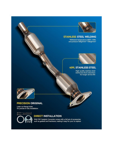 Convertidor Catalítico PHILTOP Acero Inoxidable 1.8L 2003-2008