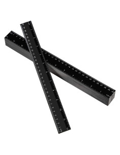 Paquete de 50 reglas de plástico negro EBOOT 30 cm estándar