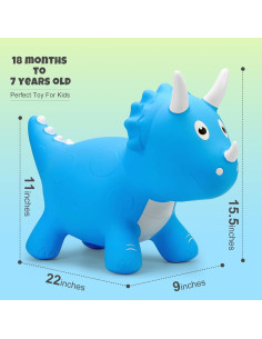 Caballo Saltarín Dinosaurio Azul PlayZap - Juguete Inflable 1.87kg 2