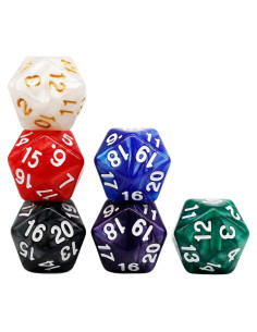Set de Dados D20 Handan 6 Piezas 22mm Acrílico para RPG