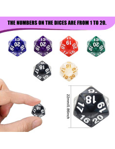 Set de Dados D20 Handan 6 Piezas 22mm Acrílico para RPG 2