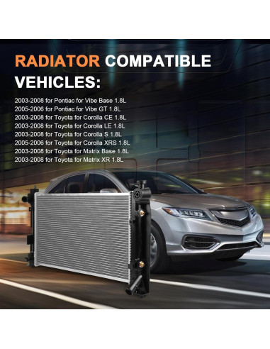 Radiador RADIOFAR para Pontiac Vibe y Toyota Corolla 1.8L