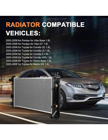 Radiador RADIOFAR para Pontiac Vibe y Toyota Corolla 1.8L