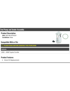 Bomba de Combustible y Sensor Toyota Corolla 2005-2008 2