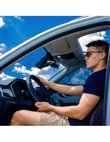 Cubierta de Volante de Cuero Car Pass 35-38 cm Negro y Menta