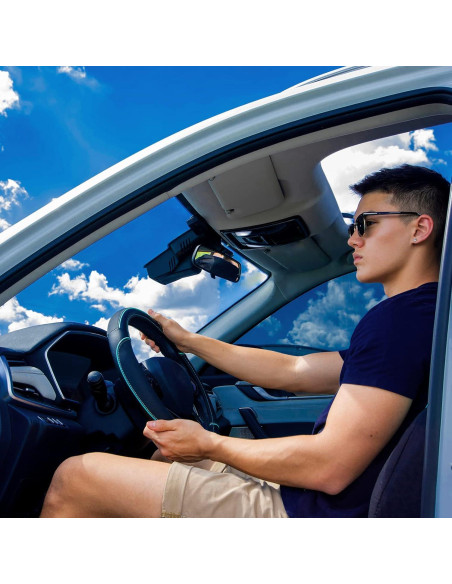 Cubierta de Volante de Cuero Car Pass 35-38 cm Negro y Menta