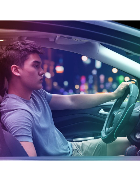 Cubierta de Volante de Cuero Car Pass 35-38 cm Negro y Menta