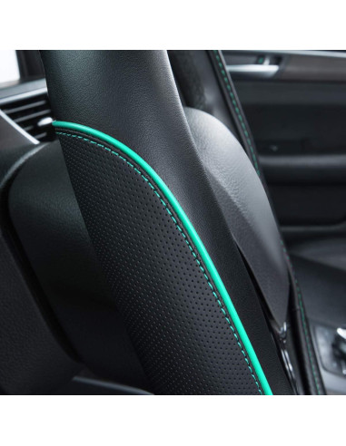 Cubierta de Volante de Cuero Car Pass 35-38 cm Negro y Menta