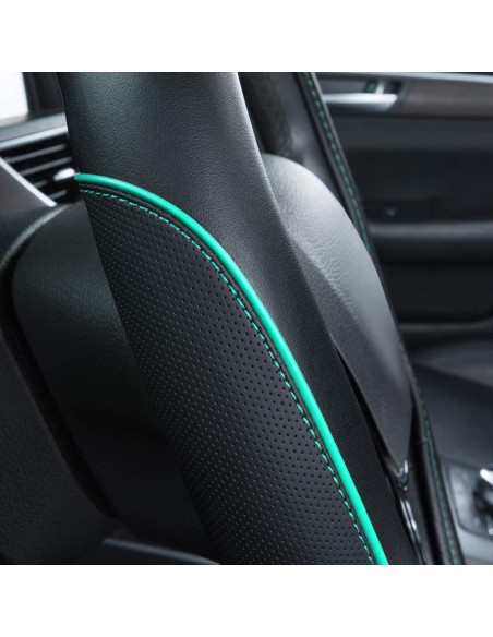 Cubierta de Volante de Cuero Car Pass 35-38 cm Negro y Menta