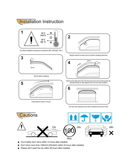 Deflectores de Ventana NOPOCA para Corolla 2019-2024 4pcs