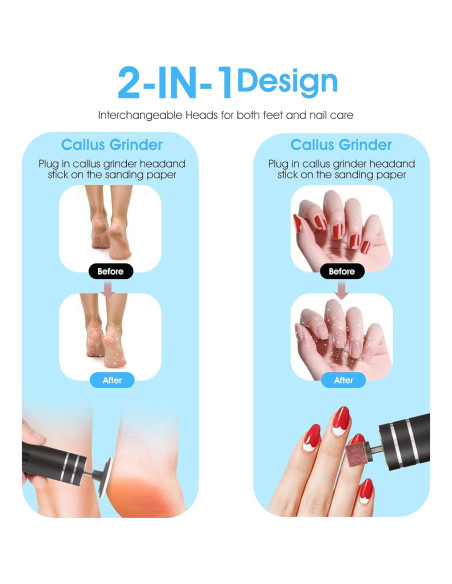 Removedor de Callos Eléctrico ADVEZO 2-en-1 USB Negro