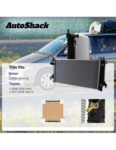 Radiador AutoShack para Toyota Yaris 2019 y Scion xD 1.5L 1.8L